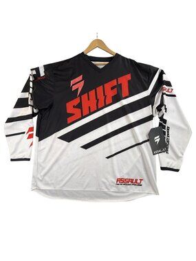 Shift Shirt Mens 3XL White Black Assault Race MX Motocross Jersey Long Sleeve